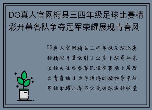DG真人官网梅县三四年级足球比赛精彩开幕各队争夺冠军荣耀展现青春风采